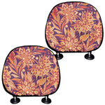 Orange Bohemian Floral Pattern Print Car Headrest Covers