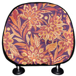 Orange Bohemian Floral Pattern Print Car Headrest Covers