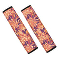 Orange Bohemian Floral Pattern Print Car Seat Belt Covers