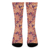 Orange Bohemian Floral Pattern Print Crew Socks