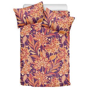 Orange Bohemian Floral Pattern Print Duvet Cover Bedding Set