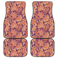 Orange Bohemian Floral Pattern Print Front and Back Car Floor Mats