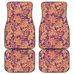 Orange Bohemian Floral Pattern Print Front and Back Car Floor Mats