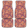 Orange Bohemian Floral Pattern Print Front and Back Car Floor Mats