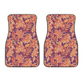 Orange Bohemian Floral Pattern Print Front Car Floor Mats