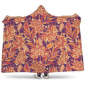 Orange Bohemian Floral Pattern Print Hooded Blanket