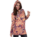Orange Bohemian Floral Pattern Print Hoodie Dress GearFrost