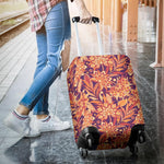 Orange Bohemian Floral Pattern Print Luggage Cover GearFrost