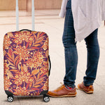Orange Bohemian Floral Pattern Print Luggage Cover GearFrost