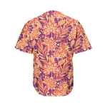 Orange Bohemian Floral Pattern Print Men's Baseball Jersey
