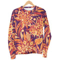 Orange Bohemian Floral Pattern Print Men's Crewneck Sweatshirt