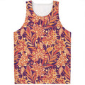 Orange Bohemian Floral Pattern Print Men's Tank Top
