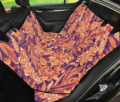 Orange Bohemian Floral Pattern Print Pet Car Back Seat Cover