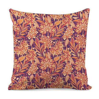 Orange Bohemian Floral Pattern Print Pillow Cover