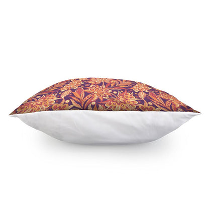 Orange Bohemian Floral Pattern Print Pillow Cover