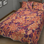 Orange Bohemian Floral Pattern Print Quilt Bed Set
