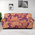 Orange Bohemian Floral Pattern Print Sofa Cover