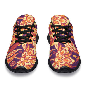 Orange Bohemian Floral Pattern Print Sport Shoes GearFrost