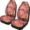 Orange Bohemian Floral Pattern Print Universal Fit Car Seat Covers