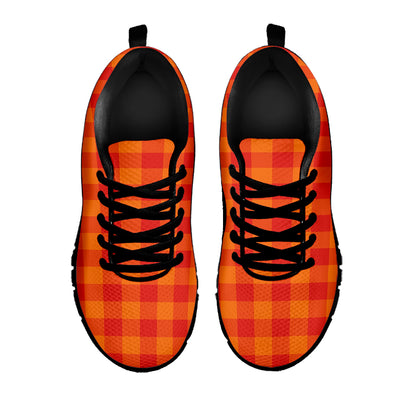 Orange Buffalo Check Pattern Print Black Sneakers