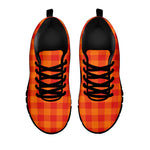 Orange Buffalo Check Pattern Print Black Sneakers