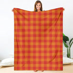 Orange Buffalo Check Pattern Print Blanket