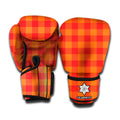 Orange Buffalo Check Pattern Print Boxing Gloves