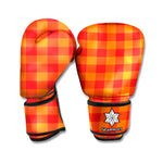 Orange Buffalo Check Pattern Print Boxing Gloves