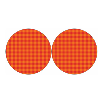 Orange Buffalo Check Pattern Print Car Coasters