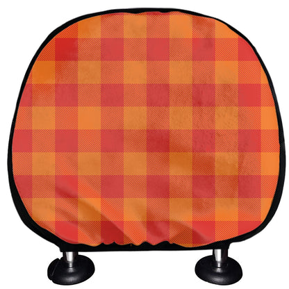 Orange Buffalo Check Pattern Print Car Headrest Covers
