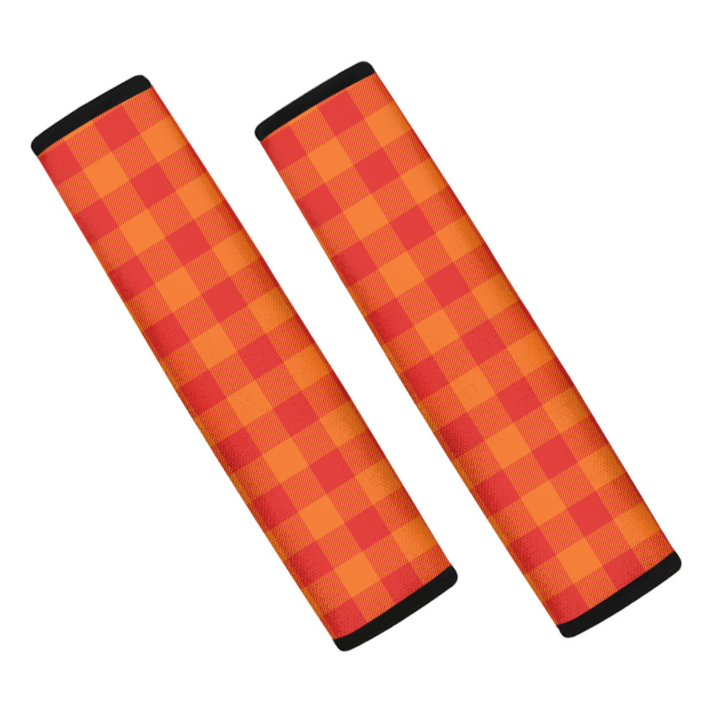 Orange Buffalo Check Pattern Print Car Seat Belt Covers