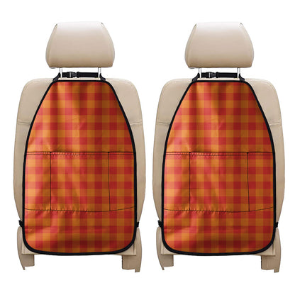 Orange Buffalo Check Pattern Print Car Seat Organizers