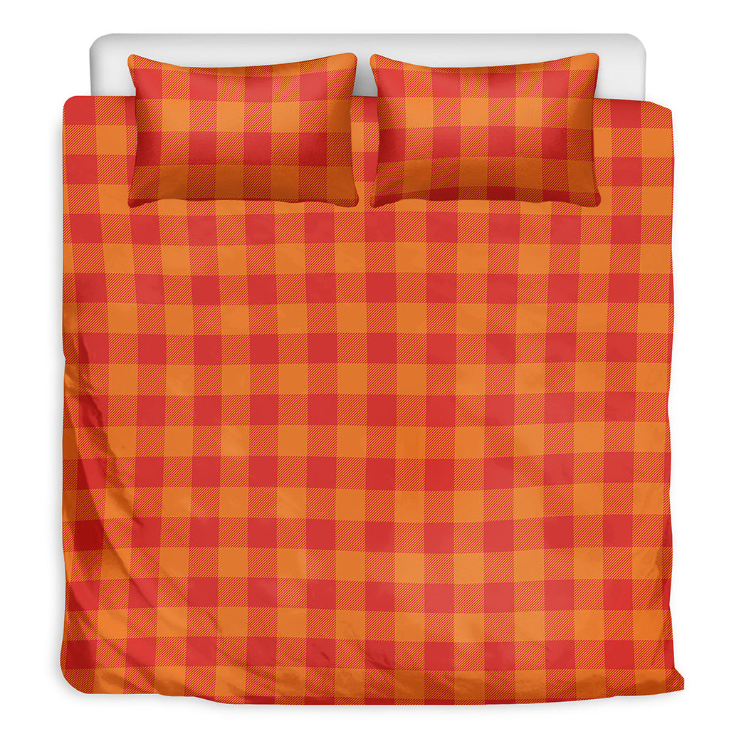 Orange Buffalo Check Pattern Print Duvet Cover Bedding Set