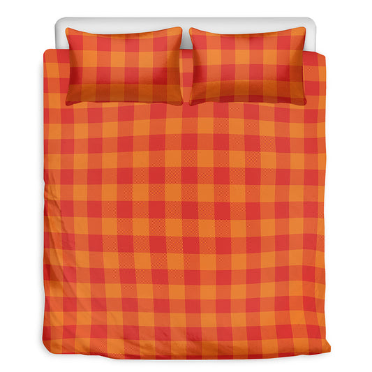 Orange Buffalo Check Pattern Print Duvet Cover Bedding Set