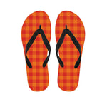 Orange Buffalo Check Pattern Print Flip Flops