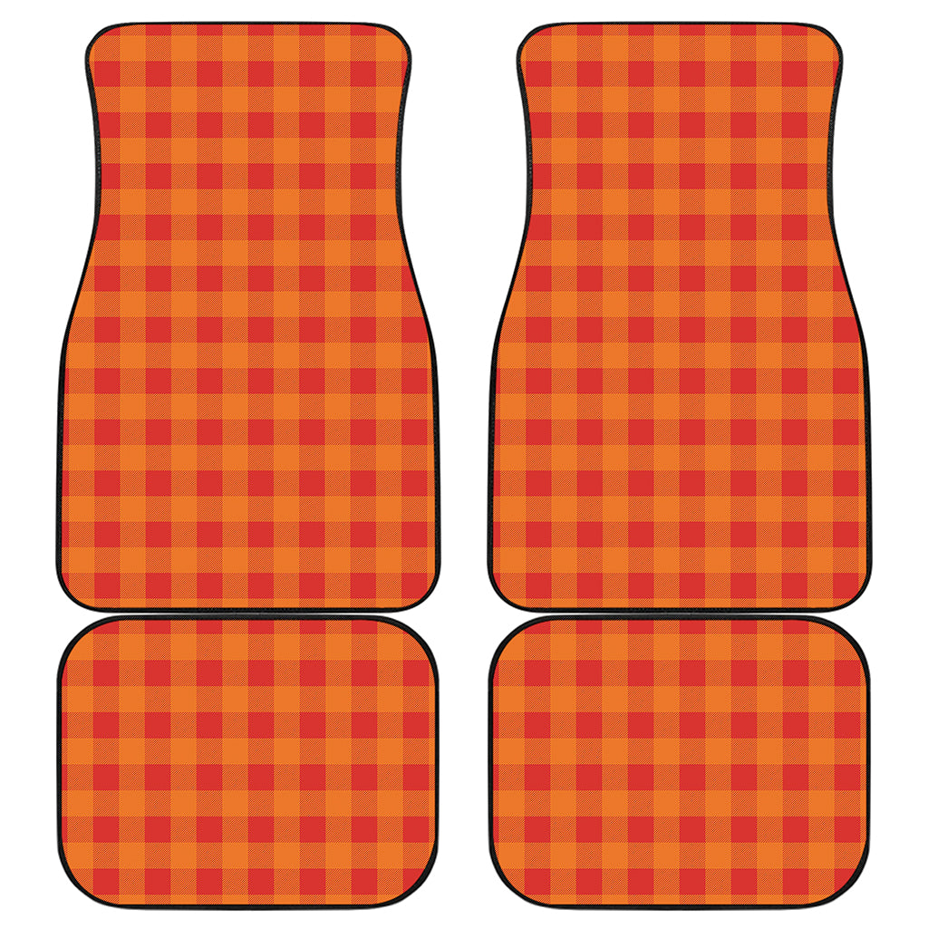 Orange Buffalo Check Pattern Print Front and Back Car Floor Mats
