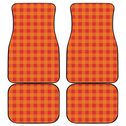 Orange Buffalo Check Pattern Print Front and Back Car Floor Mats