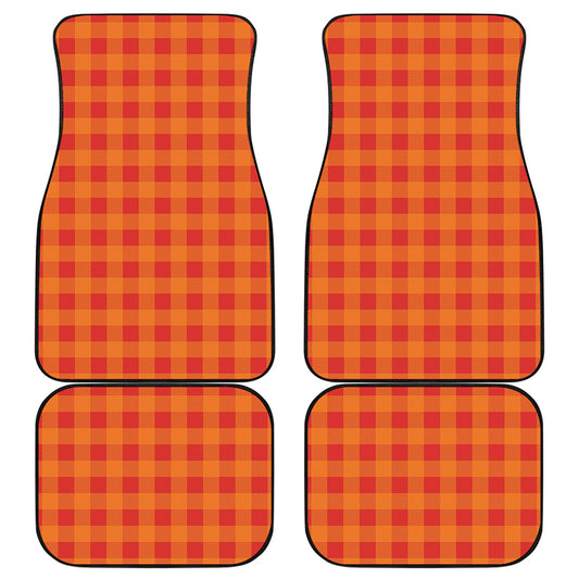 Orange Buffalo Check Pattern Print Front and Back Car Floor Mats
