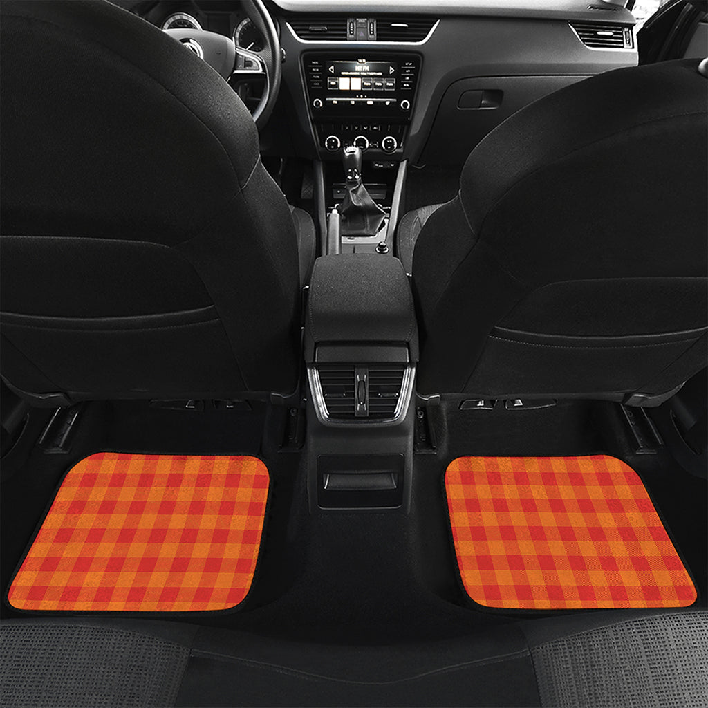 Orange Buffalo Check Pattern Print Front and Back Car Floor Mats