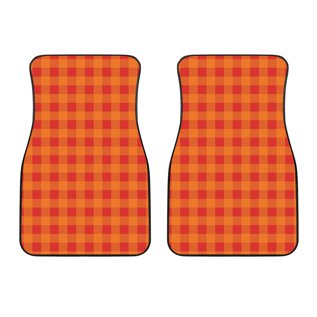 Orange Buffalo Check Pattern Print Front Car Floor Mats