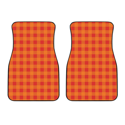 Orange Buffalo Check Pattern Print Front Car Floor Mats