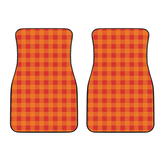 Orange Buffalo Check Pattern Print Front Car Floor Mats