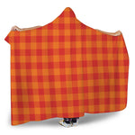 Orange Buffalo Check Pattern Print Hooded Blanket