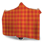 Orange Buffalo Check Pattern Print Hooded Blanket