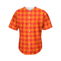 Orange Buffalo Check Pattern Print Men's Baseball Jersey