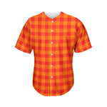 Orange Buffalo Check Pattern Print Men's Baseball Jersey