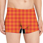 Orange Buffalo Check Pattern Print Men's Boxer Briefs