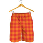 Orange Buffalo Check Pattern Print Men's Shorts
