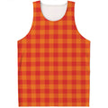 Orange Buffalo Check Pattern Print Men's Tank Top