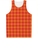 Orange Buffalo Check Pattern Print Men's Tank Top